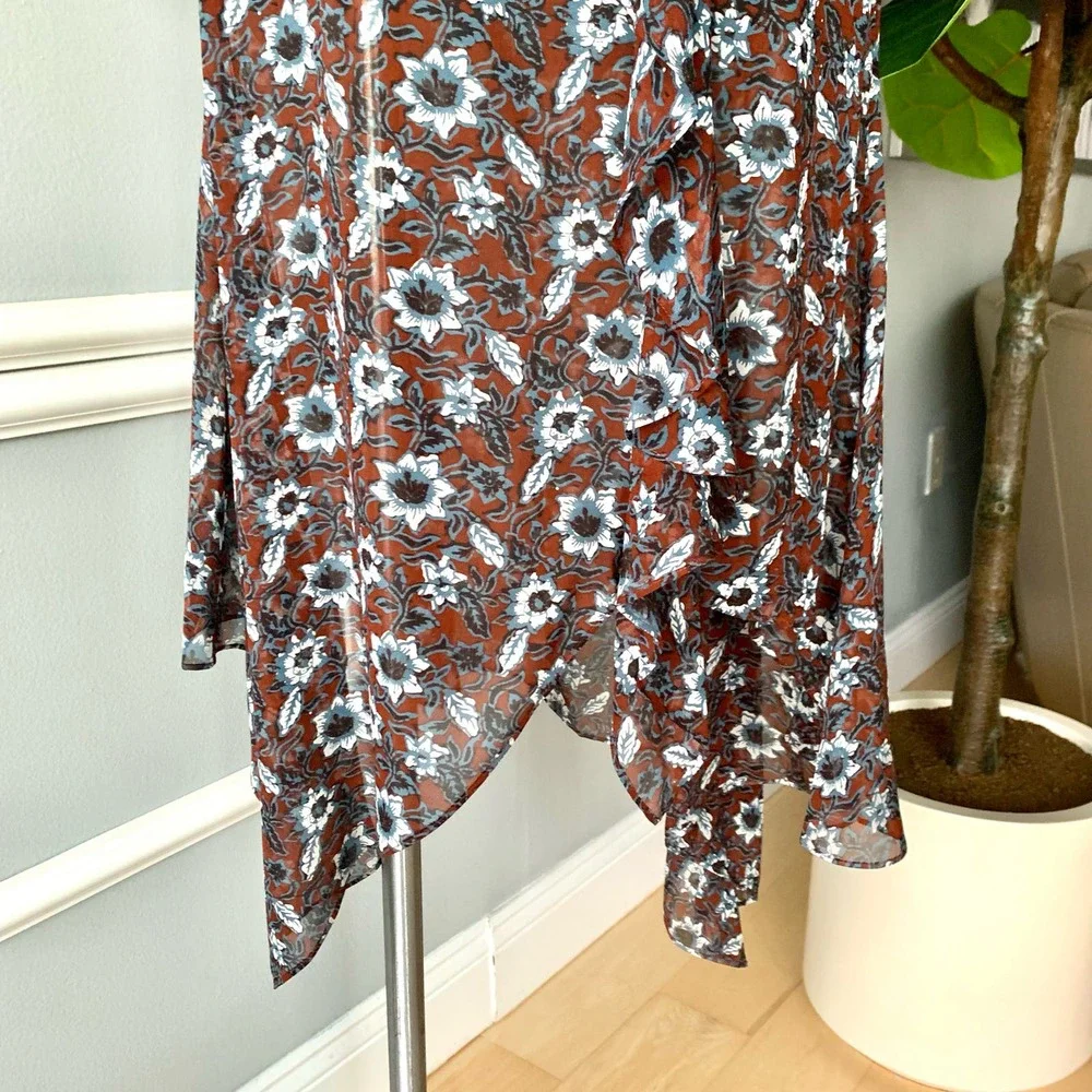 Veronica Beard Sazan Runway Asymmetric Ruffled Silk Chiffon Midi Dress Size 6 - Picture 5 of 13